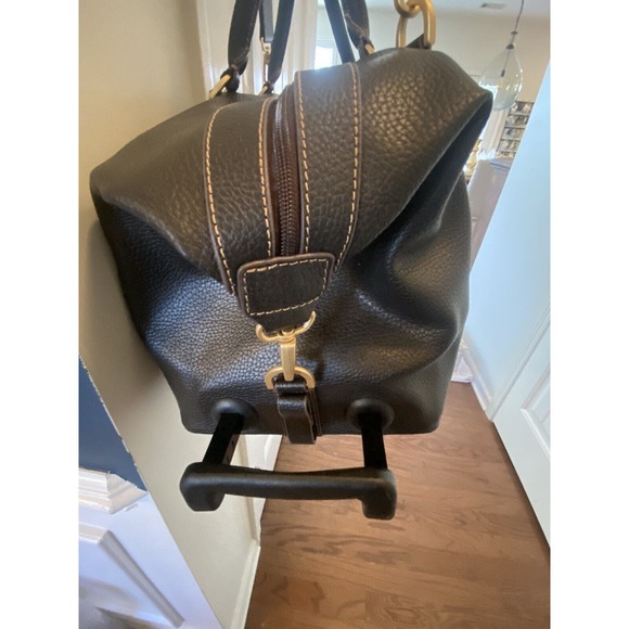 New BROOKS BROTHERS Pebbled Brown Leather Travel Luggage Weekend Bag w/ Lock&key - Picture 10 of 16